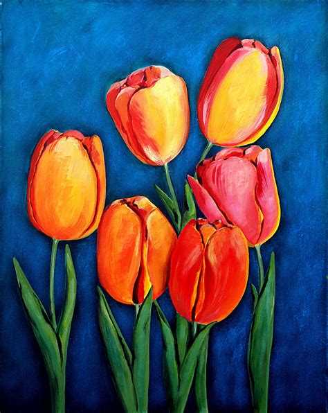 Tulips Acrylic Painting By Ozgul Tuzcu | absolutearts.com