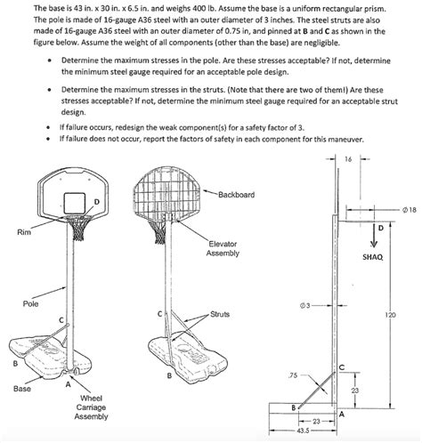 Solved A portable basketball hoop is shown below. The pole | Chegg.com