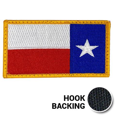 Texas Flag Patch, Reversed - Embroidered (w/ Hook Back)