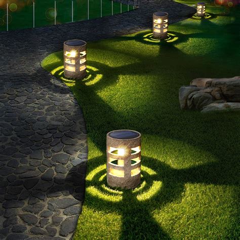 feitigo Solar Lights Outdoor Decorative (4pcs), Auto-work Stone Imitation Solar Garden Lights ...