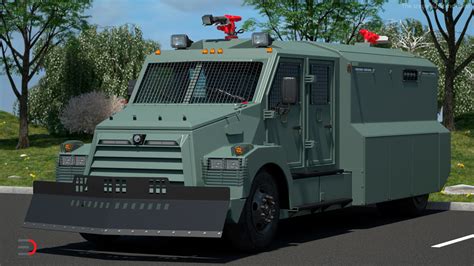 ArtStation - Armored Anti Riot Truck Green Rigged 3D model