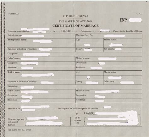 Certificate of Marriage Kenya - Musterübersetzungen von Urkunden