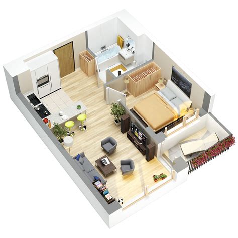 3D floor plans on Behance | Apartment floor plans, Apartment layout ...