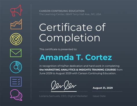 Certificate Completion Template