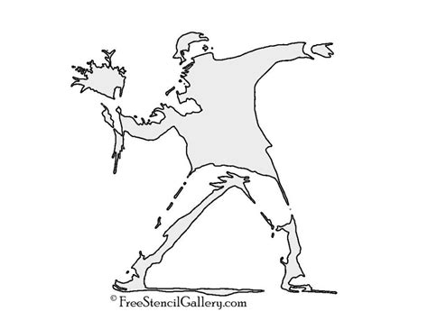 Banksy-Flower Thrower Stencil | Free Stencil Gallery - Banksy-Flower Thrower Stencil | Free ...