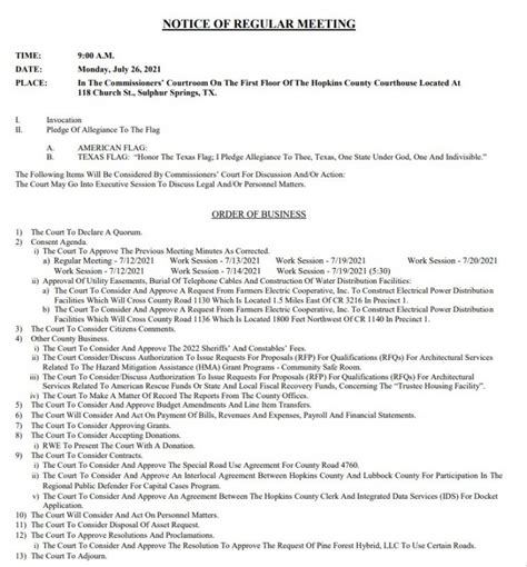 Commissioners Court Agenda