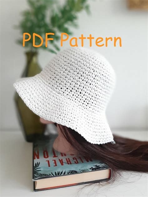 PDF Pattern Crochet SC Stitches Only Summer Raffia Hat, Single Crochet ...