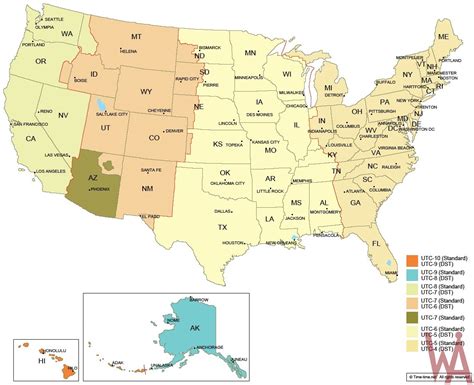 DST UTC GMT Time Zone Map of The USA | WhatsAnswer