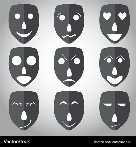 Theater mask emotion set Royalty Free Vector Image