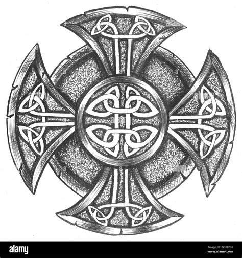 A drawing of a Celtic Knot Cross on a white background Stock Photo - Alamy