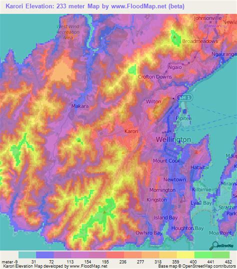 Elevation of Karori,New Zealand Elevation Map, Topography, Contour