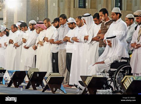 People prays at Grand Mosque of Kuwait at night prayer of Ramadan , Kuwait city, Kuwait Stock ...