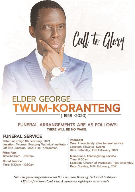 CALL TO GLORY: ELDER GEORGE TWUM-KORANTENG (1958-2020) - Adomonline.com