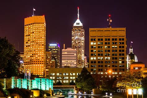 Indianapolis Skyline At Night Picture Photograph by Paul Velgos