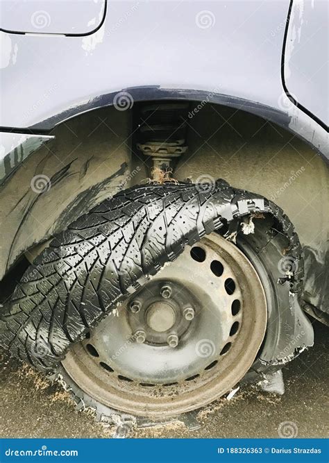 Broken car tire stock image. Image of transport, service - 188326363