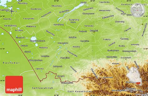 Physical Map of Altai Krai