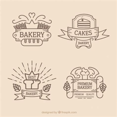 Outlined bakery logos Vector | Free Download