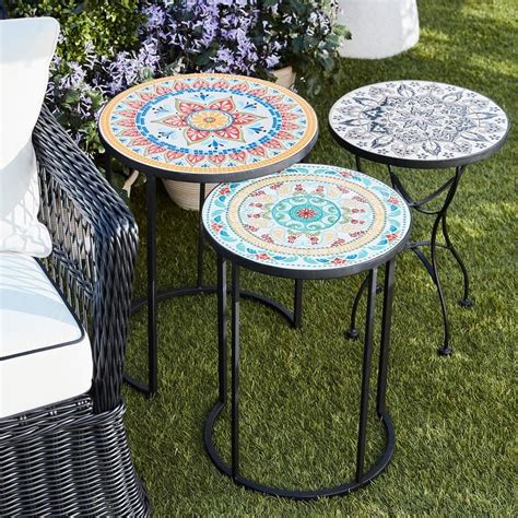 Mosaic Multicolor Round Nesting Tables | Pier 1 | Mosaic table top, Mosaic table, Outdoor side ...