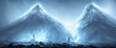 digital painting of a frozen ice covered volcano, | Stable Diffusion