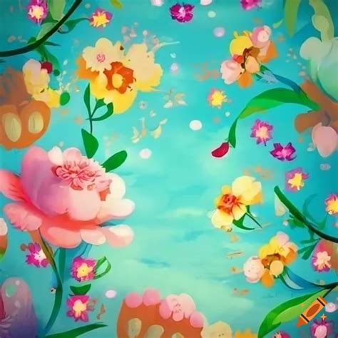 Charming floral background for a storybook on Craiyon