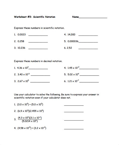 FREE 9+ Sample Scientific Notation Worksheet Templates in MS Word | PDF