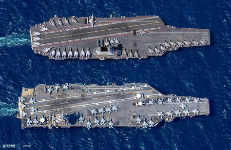 [2000×1303]CG comparison between the PLAN CV-18 "Fujian" and the USN CVN-78 "USS Gerald R. Ford ...