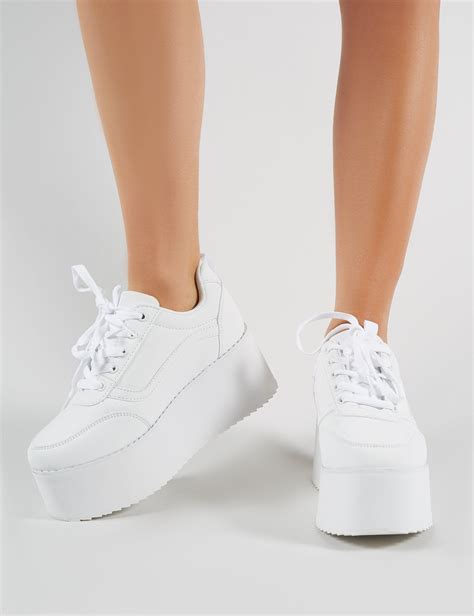 Bribe Chunky Flatform Trainers in White | Flatform trainers, Public ...