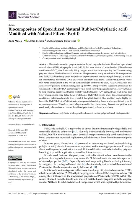 (PDF) Biocomposites of Epoxidized Natural Rubber/Poly(lactic acid ...