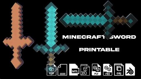 Minecraft Printable Sword 3D model 3D printable | CGTrader