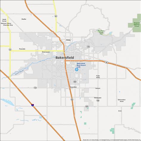 Prints Printable Map of Bakersfield California CA Instant Download ...