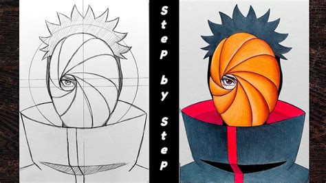 How To draw"Obito Uchiha" with mask step by step(Tutorial)for beginners ...