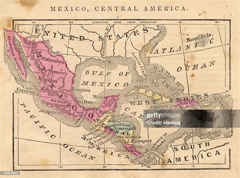 Antique 1867 Map Mexico Central America Geography World History ...