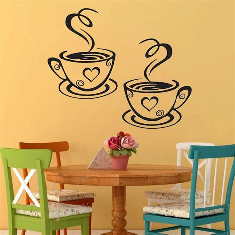 Coffee Cup Wall Stickers Living Room Wall Decorations Home Decal | Kitchen wall art stickers ...