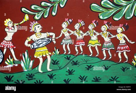 Tribal art ; wall painting ; Orissa ; India Stock Photo - Alamy