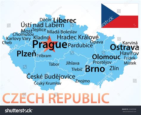 Czech Republic Map Largest Cities Carefully 库存矢量图（免版税）222605008 | Shutterstock