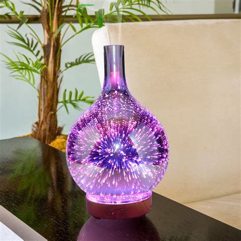 Ultrasonic Glass Aromatherapy Diffuser Humidifier - 3D Firework Light Effect