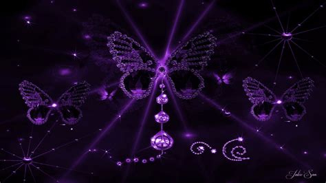 Wallpaper Butterfly Glitter Purple Roses - pic-cheese