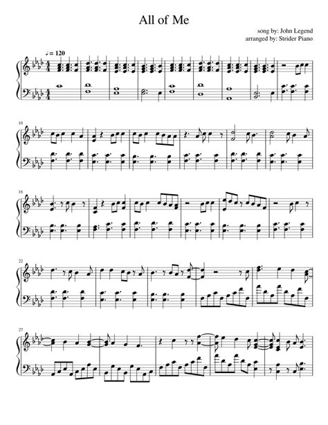 All of Me—John Legend piano cover Sheet music for Piano (Solo ...