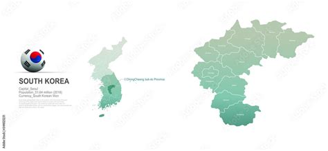 chungcheong buk do map. detailed south korea city, provinces vector map ...