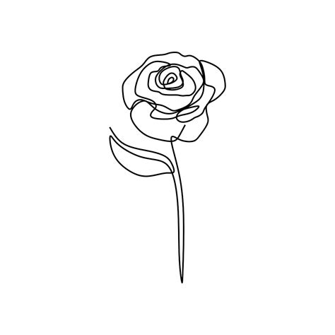 Rose Flower Continuous Line Art Drawing Vector Illustration, Flower Drawing, Rose Drawing, Wing ...