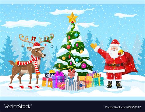 Christmas santa claus reindeer Royalty Free Vector Image