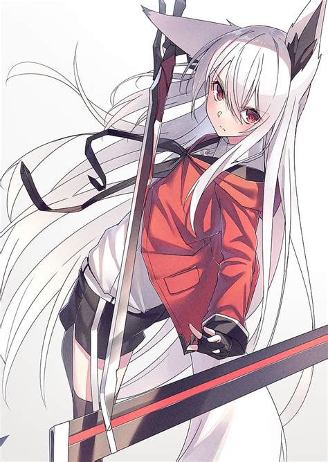 Online crop | HD wallpaper: anime girls, white hair, red eyes, fox ears, fox tail | Wallpaper Flare