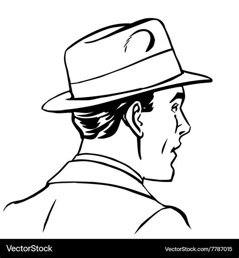 Man hat profile line art Royalty Free Vector Image