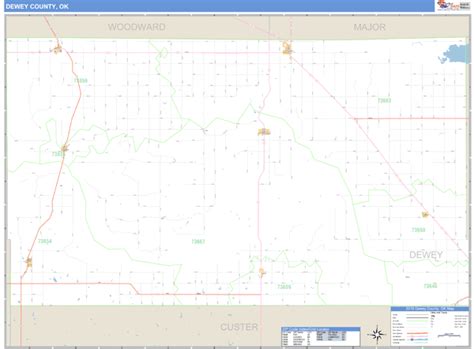 Dewey County, Oklahoma Zip Code Wall Map | Maps.com.com