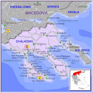 Halkidiki Map Geographic City | Greece Map Provincial City