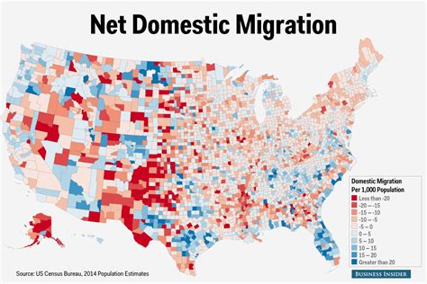 Census county domestic migration map - Business Insider