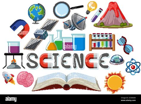 Science logo with science education objects isolated illustration Stock ...