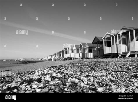 Uk beach huts Black and White Stock Photos & Images - Alamy