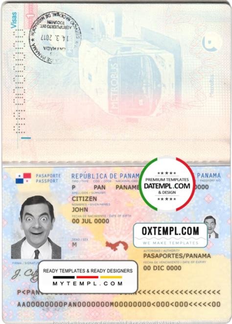 Panama passport template in PSD format