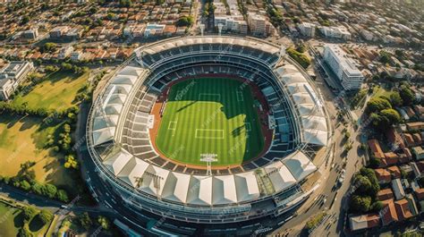 Premium AI Image | Sports stadium top down overhead Aerial in Forrest park